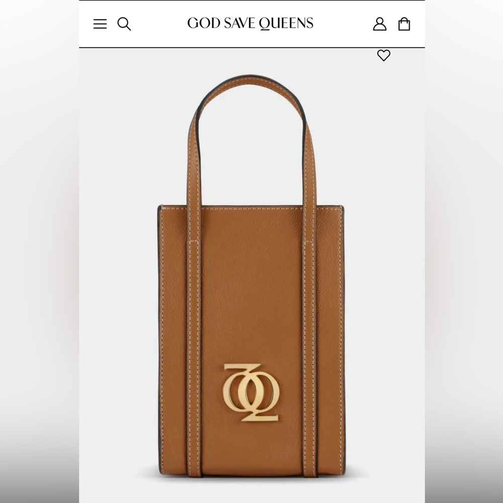 GOD SAVE QUEENS MINI TOTE BAG - COGNAC